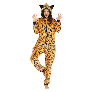 Women's Winter Casual <strong>Halloween</strong> Leopard Print Animal Ear Hooded Woven Breathable Soft <strong>Onesie</strong> One Piece <strong>Adult</strong> Loungewear Romper - Product Image 1