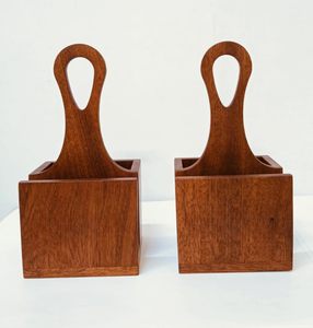 Modern Standing Wooden Cutlery Holder Handle Side Napkin Slot Compact Table Organizer for Spoons <b>Forks</b> <b>Knives</b> Tissue Storage - Product Image 6