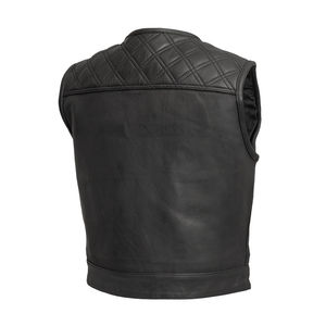Gilet en cuir pour hommes sur mesure de couleur unie avec logo pour costumes d'été Prix raisonnables pour une longueur régulière - Product Image 1