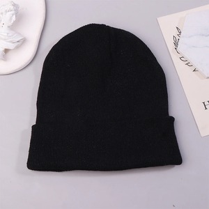 Jersey negro de calidad superior tejido de lana Hip Hop Beanie Snow Hat Cap para hombres tamaño personalizado - Product Image 4