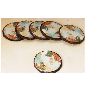 Posavasos de madera personalizado con diseño Meena pulido, posavasos decorativo de mesa de comedor de resina para boda - Product Image 1