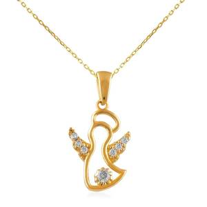 Nouveauté : Pendentif Kanta Gems Modèle KGJP-07 en argent sterling 925 massif, plaqué or 18 carats, motif ange chrétien, serti de zircone cubique - Product Image 1