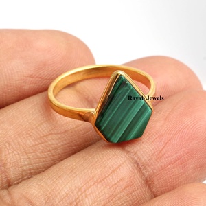 RJR0210แหวนเงินสเตอร์ลิง8X12มม. สำหรับผู้หญิงแหวนแต่งงานคุณภาพสูงมาลาไคท์ธรรมชาติอินเดีย - Product Image 3