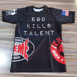 Custom Mma Rash Guards Sublimación Impresión Ultavoilet protección 240 GSM Compresión Grappling Bjj Rash Guards Hecho en Pakistán - Product Image 1
