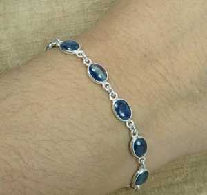 <b>Blue</b> Kyanite Sterling Silver <b>Bracelet</b> Adjustable Gemstone Jewelry Handmade Natural <b>Crystal</b> <b>Bracelet</b> - Product Image 3