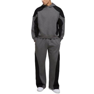 Survêtement baggy pour homme, tenue deux pièces tendance, tenue décontractée avec joggings à cordon de serrage et sweat-shirt coupe confortable - Product Image 1
