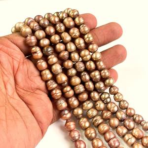 Perles de culture d'eau douce brunes de qualité supérieure, 8-9 mm, perles naturelles en vrac pour la fabrication de bijoux, brin de 15 pouces de long - Product Image 2