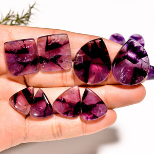 Paire de cabochons d'améthyste naturelle de super qualité pierres précieuses de quartz pour la fabrication de bijoux pierres précieuses en vrac disponibles en forme et taille mélangées - Product Image 2