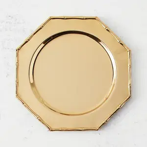 Goud Fancy Tafel Decoratie Metalen Eten Dienblad Bruiloft Doel Thuis Servies Decoratief Serveren Handgemaakt Massief Metaal