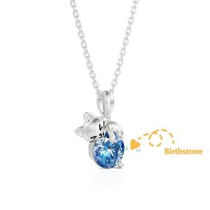 Collier Jeulia Hug Me Sassy Cat en acier inoxydable plaqué or avec pierre de naissance - Product Image 2