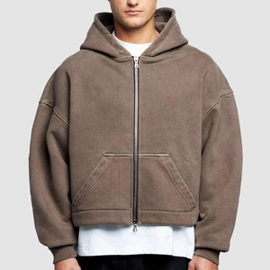Custom Men's Winter Hoodie 100% Cotton Heavyweight Regular Fit <b>Fleece</b> Pullover Drop Shoulder Boxy Eco-Friendly Breathable Acid - Product Image 3