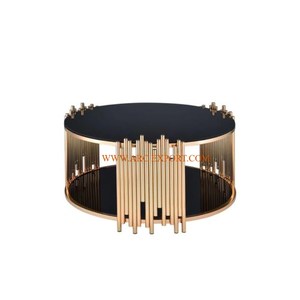 Juego de 2 Mesas de Centro de Latón Metálico Clásico Pulido en Oro para Uso Comercial y Doméstico, Mesa de Centro para Dormitorio, Decoración de Estilo Rústico - Product Image 2