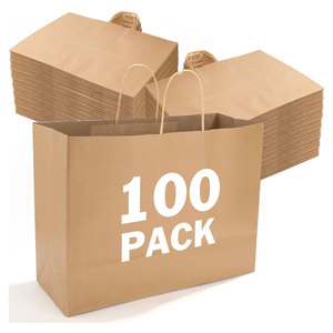 Sacs en papier kraft avec poignées en vrac, sacs en papier brun, sacs à provisions kraft pour les petites marchandises d'affaires, fête de mariage - Product Image 1