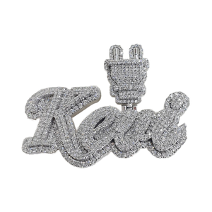 Personalizado Iced Out Hiphop Carta Patrón Logo Nombre Colgante Moissanite Diamante Encanto Colgante - Product Image 3