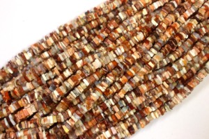 Pierre précieuse d'opale de feu mexicaine naturelle de 16 "de long brin, perles carrées lisses, perles Heishi d'opale, perles de taille 5-5.5 MM - Product Image 2