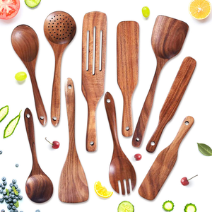 Ensemble d'ustensiles de cuisine en bois pour les fêtes, écologiques, jetables, cuillère de cuisine moderne, spatule, manche en bois, Crescent Crafts - Product Image 3