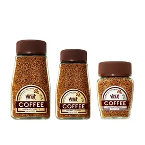 냉동 말린 아라비카 인스턴트 커피 음료 60g,100g,200g 뜨거운 판매 무료 샘플, 음료 제조 베트남에서 개인 상표