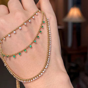 สร้อยคอลูกปัดทอง18K ประดับด้วยลูกปัดอัญมณีหรูหราและงดงาม - Product Image 5