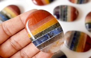 Wholesale Multicolor Chakra Real Crystal Worry Stones Natural Agate Polished Carved Bonded Decoration Thumb stone - Product Image 4