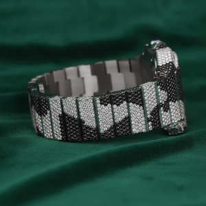 Montre de luxe carrée en moissanite glacée, acier inoxydable, cadran noir argent camouflage, date, verre saphir, étanche, Tim*pi*ce - Product Image 4