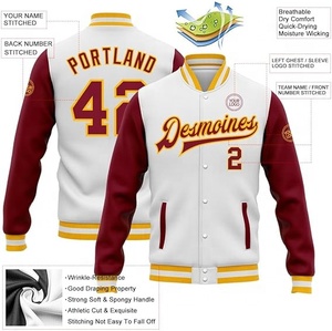 แจ็กเก็ตทีมเบสบอลมหาวิทยาลัยมีปกฤดูหนาวของผู้ชายเสื้อขนสัตว์ผสมหนังแขนเสื้อแบบลำลองทันสมัยทันสมัย - Product Image 2