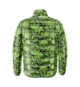 Chaqueta acolchada de lona de poliéster azul personalizada de alta calidad para hombre, cuello alto ligero con acolchado de burbujas, chaqueta de invierno con logotipo frontal - Product Image 2