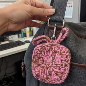 Waterproof Crochet <b>Drawstring</b> Mini <b>Pouch</b> for Ear Buds Mini Waterproof Bag for Small Items - Product Image 4