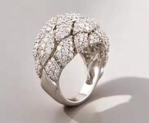 Anillo de bodas de oro blanco de 14kt con aprox. Racimo de cúpula en negrita de diamante redondo de corte Natural de 5 quilates para compromisos de cóctel anillos finos - Product Image 3