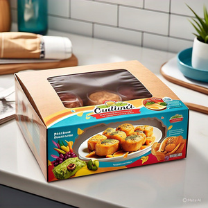 โฟลเดอร์กระดาษคราฟท์ย่อยสลายได้ตามต้องการเป็นมิตรต่อสิ่งแวดล้อมพับเก็บได้บรรจุภัณฑ์อาหารกลับบ้านเร็วพร้อมโลโก้ผลิตภัณฑ์ของซัพพลายเออร์ - Product Image 1