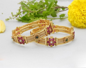 INDIAN JEWELLERY TRADITIONAL and FASHIONABLE ANTIQUE <b>COPPER</b> GOLD PLATED <b>BANGLES</b> and WOMEN WEDDING <b>BANGLES</b> WOMEN and GIRLS - Product Image 1