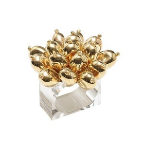 Ronds de serviette vintage en métal doré et ivoire, porte-serviettes sculptés dorés et ivoire pour mariage et occasions spéciales - Product Image 1