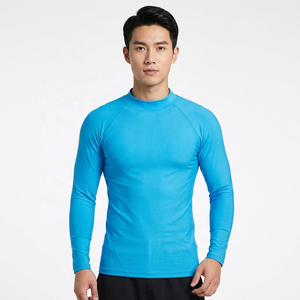 เสื้อแรชการ์ดแขนยาวสีน้ำเงินสำหรับผู้ชาย แห้งเร็ว ผลิตจากโพลีเอสเตอร์ ป้องกันแสงแดดได้เต็มตัว - Product Image 6
