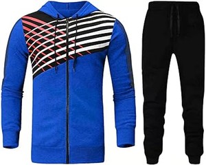 Sweat-shirt zippé de qualité supérieure pour homme, pantalon de jogging avec cordon de serrage, sweat-shirt à capuche imprimé avec logo d'entraînement pour l'hiver - Product Image 1