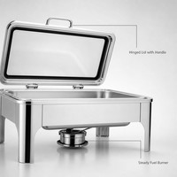 Chauffe-Plat Rectangulaire en Acier Inoxydable 9L pour Buffet, Brûleur à Combustible, Réchaud Alimentaire pour Hôtels de Luxe, Restaurants et Traiteurs - Vente en Gros
