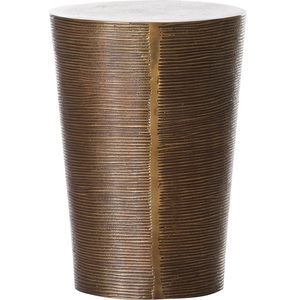 Taburete redondo de aluminio fundido hecho a mano de diseño único para consola con incrustaciones de hueso otomanos para sala de estar y dormitorio - Product Image 1