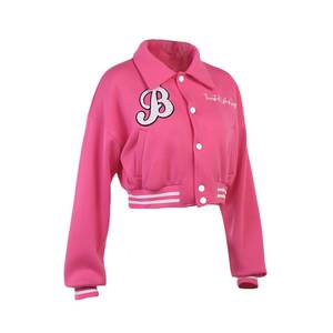 เสื้อแจ็คเก็ตผ้าฝ้ายขนแกะสำหรับผู้หญิงเสื้อครอป2025เสื้อแจ็คเก็ตมหาวิทยาลัย100% โลโก้ตามสั่ง - Product Image 6