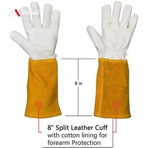 Gants de soudage en cuir de vache fendu personnalisables avec fonctions anti-coupure, antidérapantes, anti-choc et anti-chaleur - Product Image 4