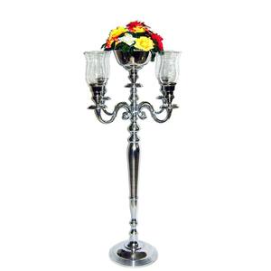 Pièce maîtresse de mariage faite à la main en argent de luxe Candélabre de sol au design unique avec bol de fleurs carré Nouvelle arrivée au prix de gros - Product Image 3