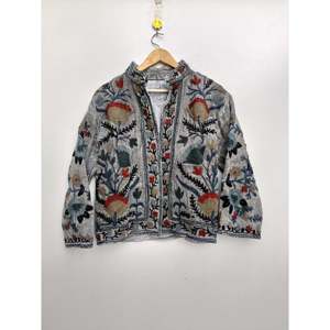 New TNT Fabric Suzani Embroidery <b>Reversible</b> <b>Jacket</b> Lightweight Quilted Short Thin Boho Outerwear for Spring Autumn PU Suede - Product Image 1