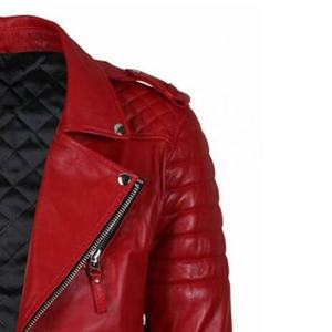 เสื้อแจ็คเก็ตหนังแท้ผู้ชายแขนยาวโลโก้มหาวิทยาลัย - Product Image 4