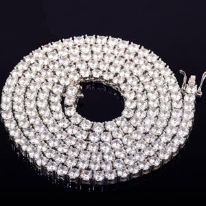 Cadena de Eslabones Miami Estilo Hip Hop Chapada en Plata de Ley 925 y Oro de 18K con Incrustaciones de Diamantes de Moissanita, Collar de Cadena de Tenis de Lujo - Product Image 1