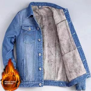 แจ็กเก็ตยีนส์ของผู้ชายผ้าฝ้าย100% พรีเมี่ยมระบายอากาศได้ดีใหม่ให้ความอบอุ่นในฤดูหนาวแจ็คเก็ตผ้าเดนิมปรับแต่งได้สำหรับผู้ชาย - Product Image 3