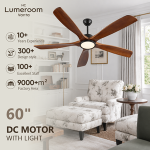 USA In Stock 60 Inch Wood <b>Ceiling</b> <b>Fan</b> <b>with</b> Light Downrod Mount <b>Remote</b> Control Quiet Reversible DC Motor - Product Image 1
