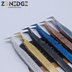 Pince à cils professionnelle de marque privée de meilleure qualité Pince à épiler multicolore Pince à cils droite et incurvée à poignée diamantée - Product Image 6