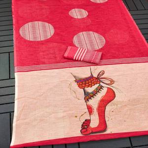 ผ้าส่าหรี VASTRA COTTAGE พรีเมียม ผ้าลินินพิมพ์ลายดิจิทัล พร้อมเสื้อคลุมผ้าลินินพิมพ์ลายดิจิทัลเข้าชุด  ผ้าส่าหรีสำหรับใส่ในชีวิตประจำวันอย่างมีสไตล์ - Product Image 6