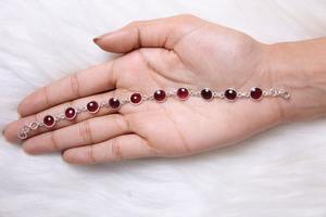 Joyería para mujer pulsera de estilo bohemio de plata joyería 925 plata esterlina granate piedra preciosa tendencia pulsera hecha a mano regalo para - Product Image 5