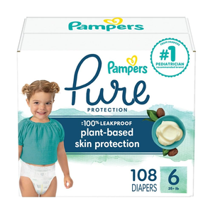 Pañales desechables Pampers Pure Protection talla 6, suministro para 2 meses (2 x 108 unidades) con toallitas húmedas Aqua Pure Sensitive para bebés - Product Image 5