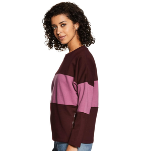 Vente en gros bon marché, sweat-shirt à manches longues personnalisé, pull rayé, surdimensionné, col rond, femmes, hiver 100% coton écologique - Product Image 3