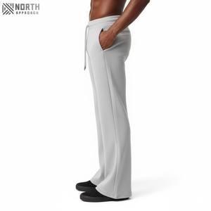 High Quality Custom Logo Solid Color Blank Casual Breathable Street Wear Cotton Wholesale <b>Waistband</b> Low Rise Flare Sweat Pants - Product Image 3