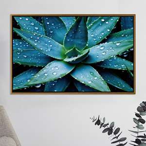 Modern Botanical Succulent Canvas Print, Elegant Nature Wall Art for Home/Office,GOLD <b>FRAMED</b> CANVAS - Product Image 1
